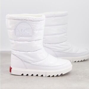 Sorel Explorer Joan Drift White Waterproof Quilted Winter Puffer Boots Womens